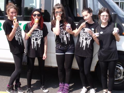Young people enjoying ice cream