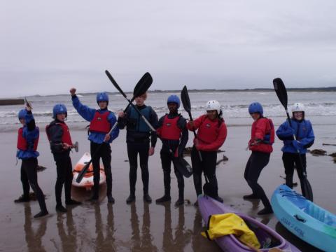 Young people kayaking