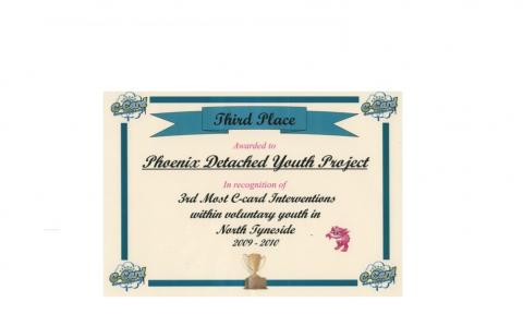 Phoenix detached youth project wins 3rd place for most c-card interventions within voluntary youth in north tyneside